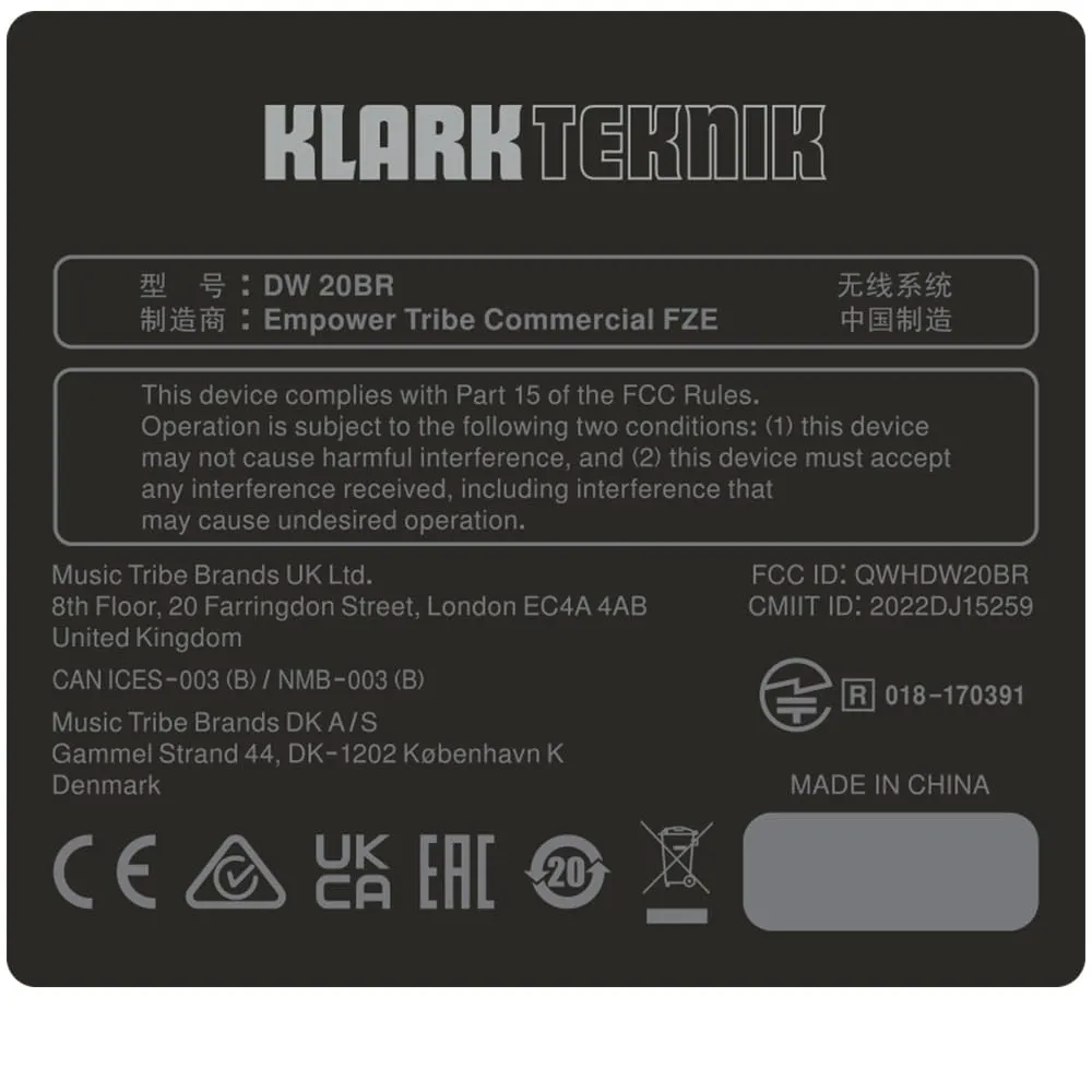 Klark Teknik Air Link DW 20BR Bluetooth-Empfänger Stereo