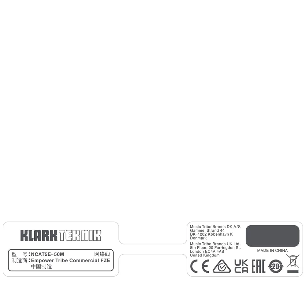 Klark Teknik NCAT5E-50M Netzwerkkabel 50 m Rolle