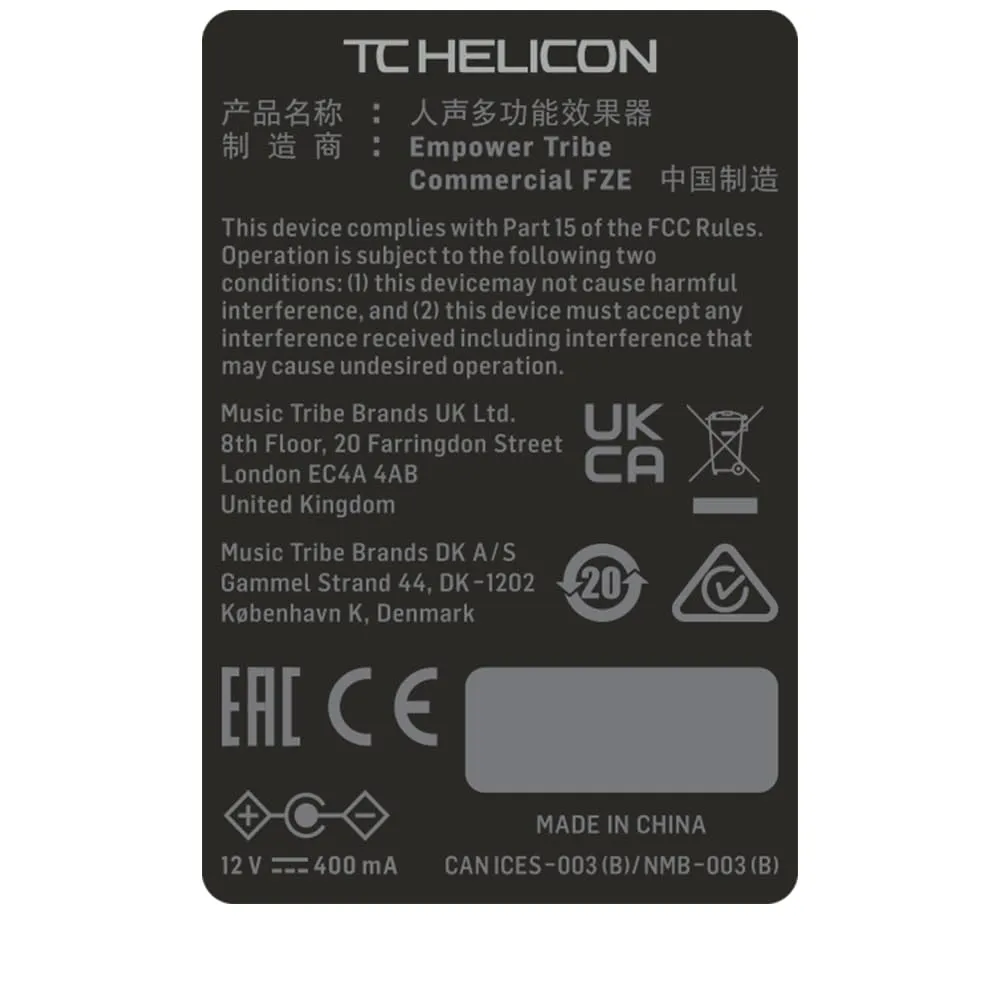 TC Helicon VoiceTone D1 Effektpedal Doubling für Gesang