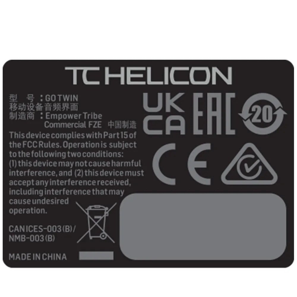 TC Helicon GO Twin Audio-Interface 2-Kanal mobil