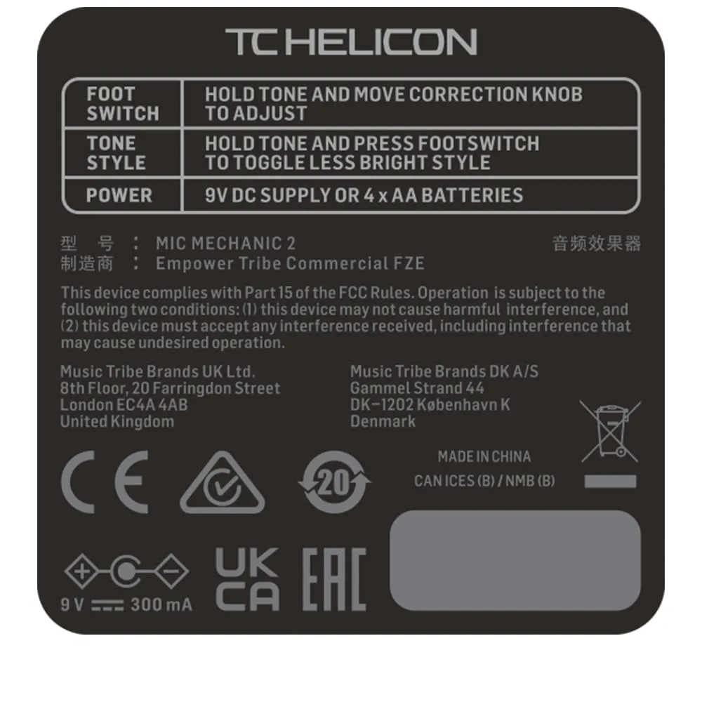 TC Helicon Mic Mechanic 2 Gesangseffektpedal mit Pitch-Korrektur